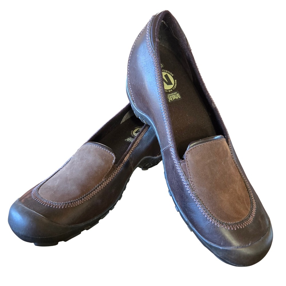 Merrell QForm Air Cushion Brown Leather Suede Slip On Loafers Womens Shoes Sz 9